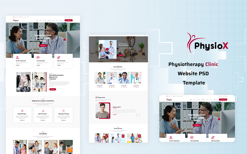 PhysioX - Fysioterapiklinikens webbplats PSD -mall