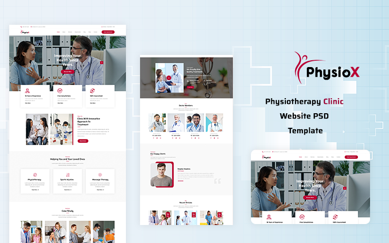 PhysioX - Modèle PSD du site Web de la clinique de physiothérapie
