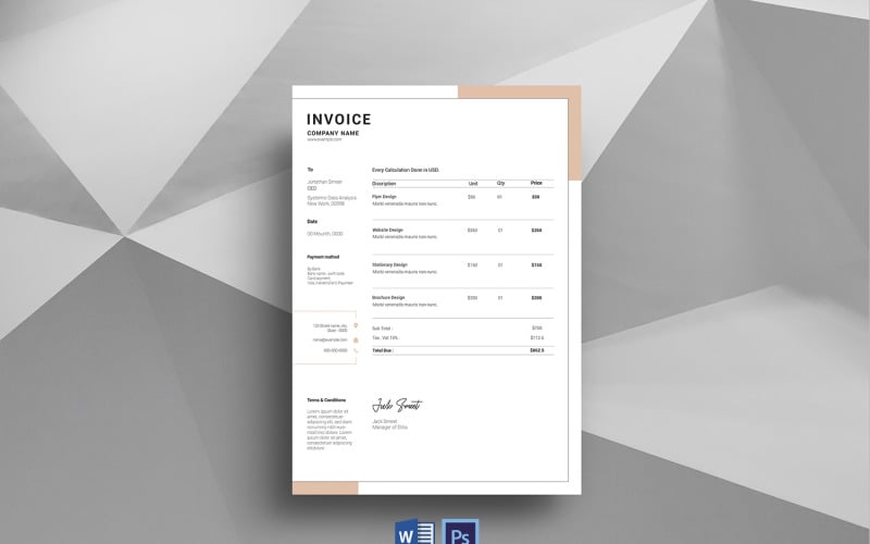 Шаблон фирменного стиля счета-фактуры компании A4