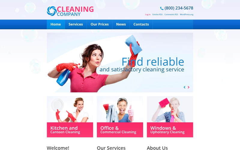 Darmowy motyw WordPress promujący usługi sprzątania