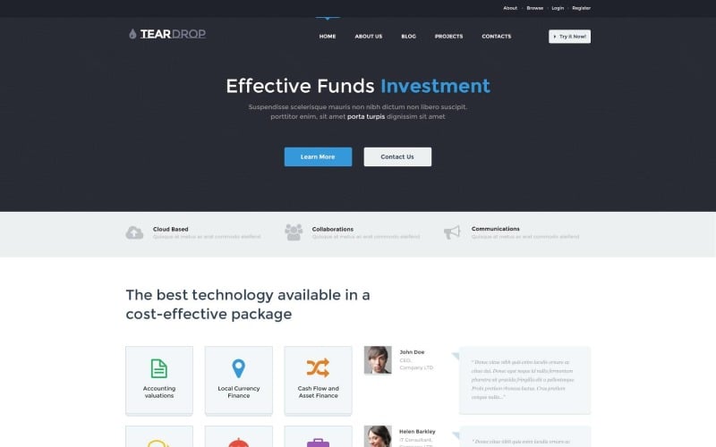 Free Clean Investment Company WordPress Theme