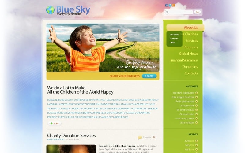 Free WordPress Template for Promotion Charity