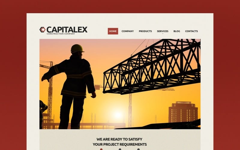 Tema e modelo de site para WordPress gratuitos da Construction Corporation