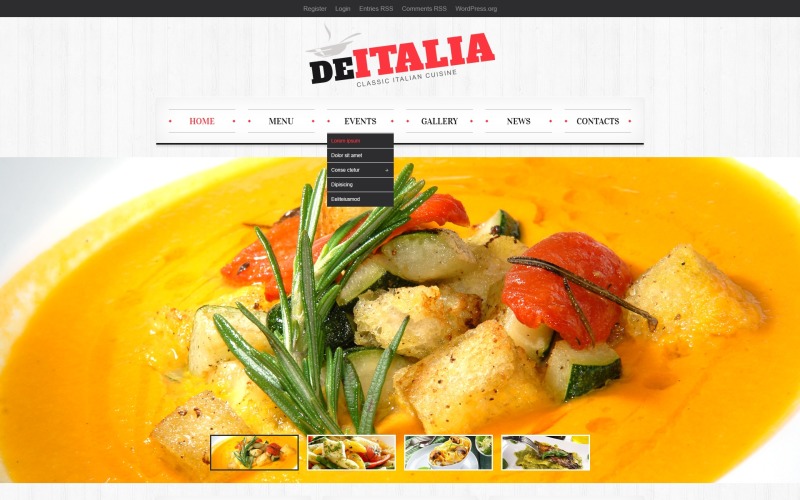 Tema gratuito de cozinha italiana clássica para WordPress