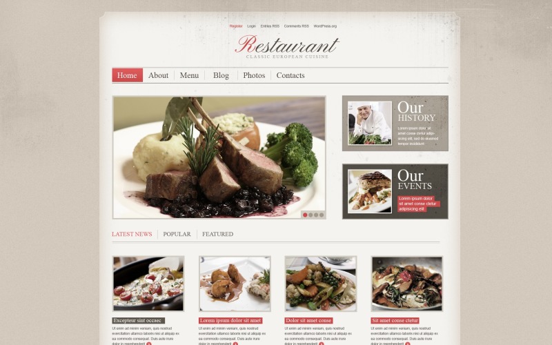 Tema WordPress gratuito per Cherry Cafe and Restaurant
