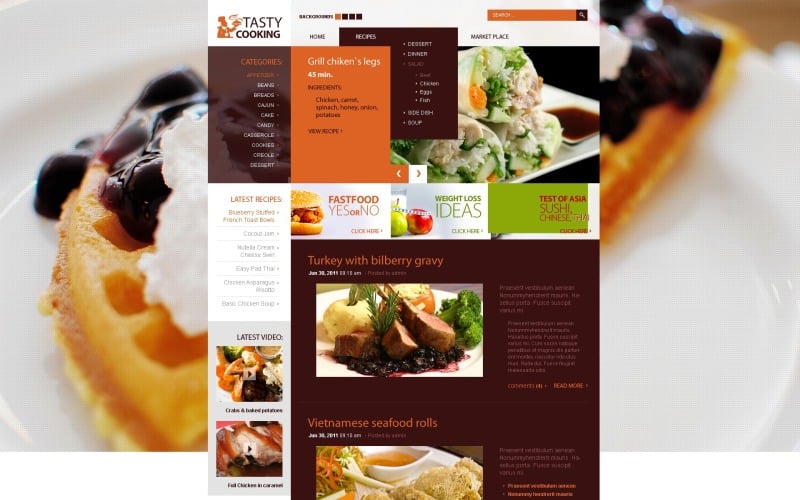Blog gratuito de cocina de sitios web de WordPress