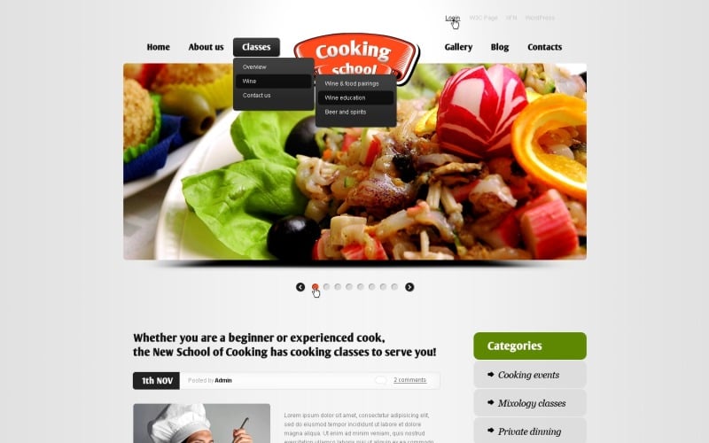 Free Cooking School WordPress Theme & Website Template