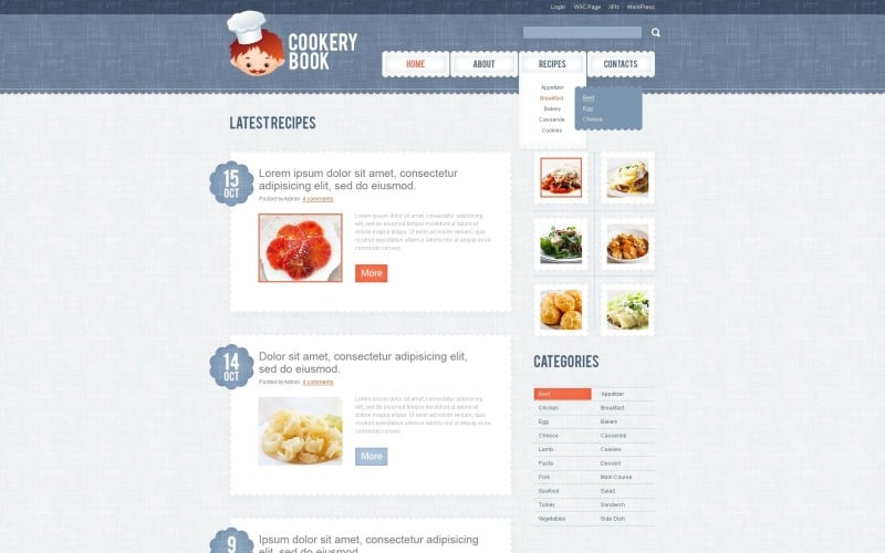 Free Cooking Website Theme For WordPress Layout & Website Template