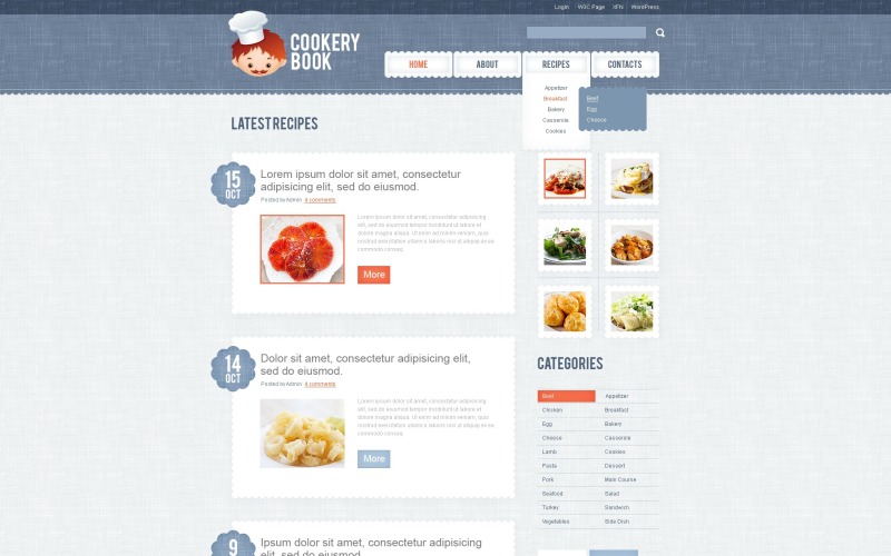 Gratis koken WordPress Layout & Website Template