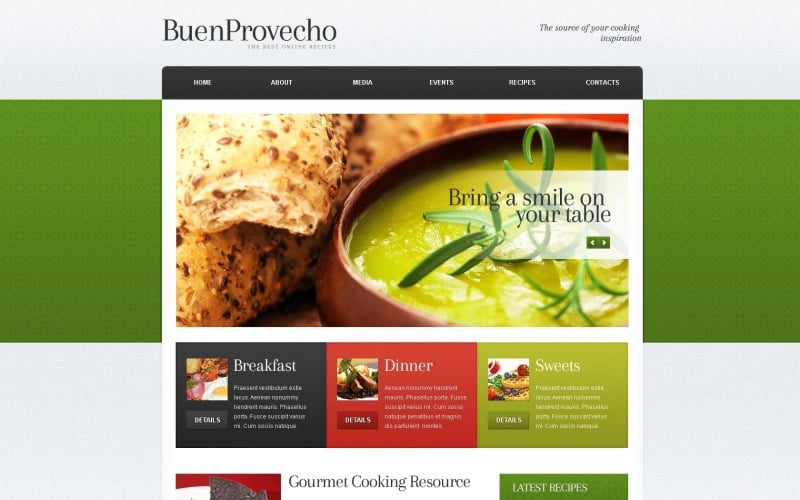 Layout e modelo de site para WordPress de receita de culinária grátis