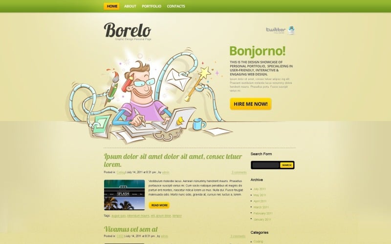 Mise en page gratuite du site Web WordPress du département de conception