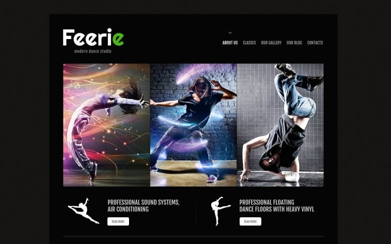 Modello di sito Web e tema WordPress reattivo di Dance Studio gratuito