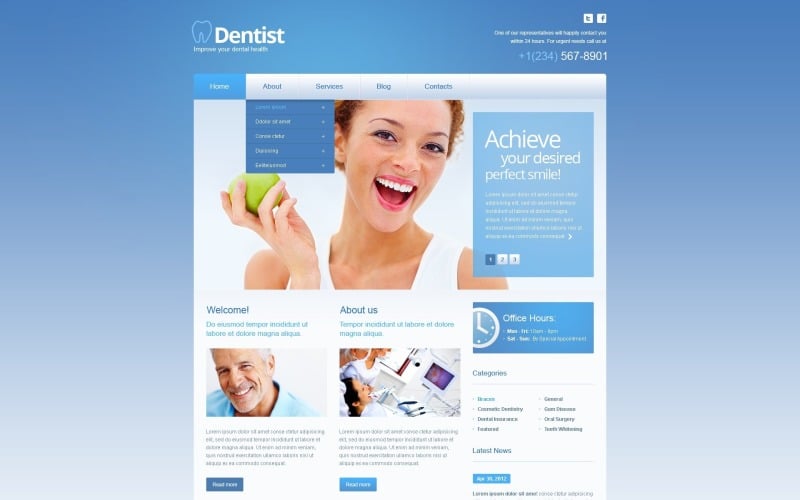 Plantilla de sitio web y tema de WordPress de odontología gratis