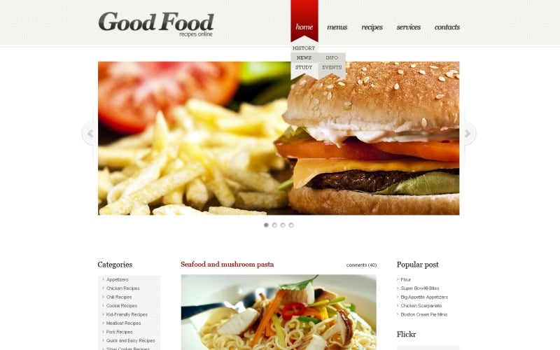 Site gratuito de culinária em WordPress