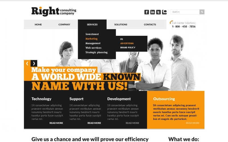 Tema WordPress gratuito e modelo de site para empresas de consultoria