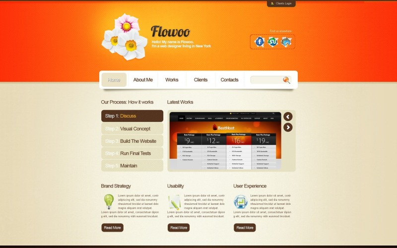 Tema WordPress gratuito per portfolio di designer e modello di sito web