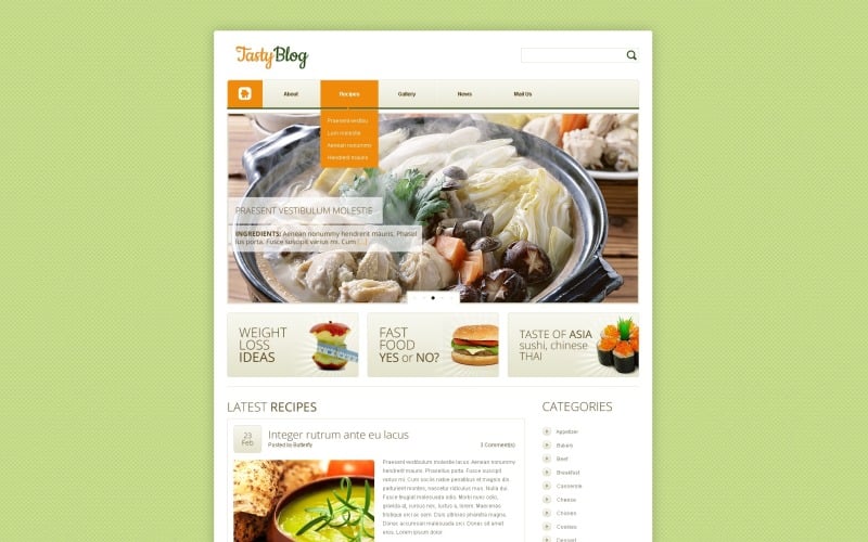 WordPress тема и шаблон сайта Free Food Recipes