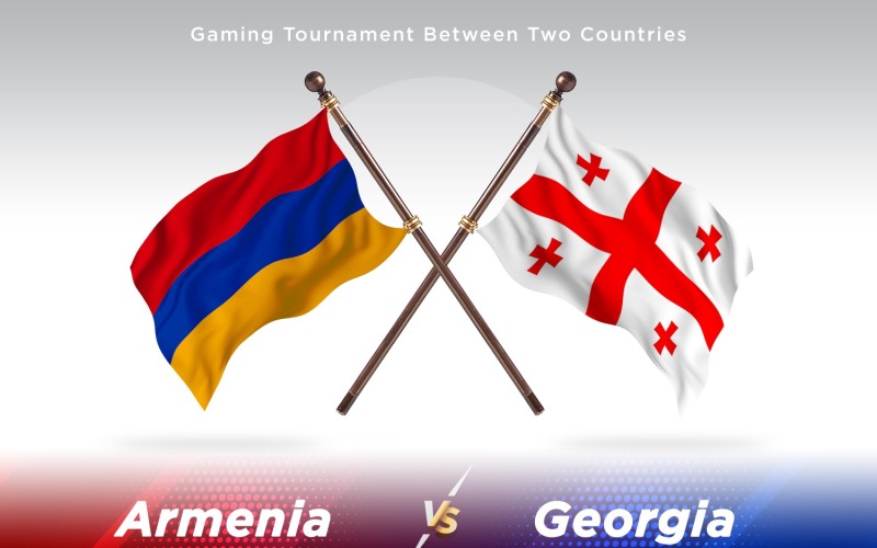 Armenien kontra Georgien två flaggor