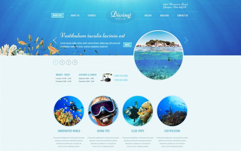 Ingyenes búvárkodás WordPress téma és webhelysablon