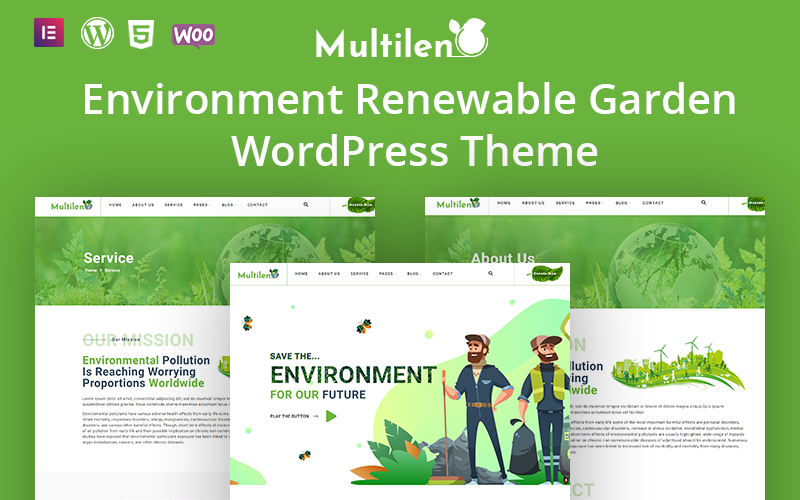 Multilen - Milieu Hernieuwbaar en tuinieren WordPress-thema