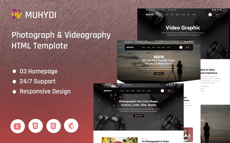 Muydi - Modello HTML per siti web di fotografia e videografia