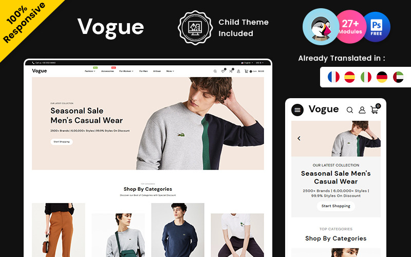 Vogue - Loja Multipurpose Prestashop de Cuidados de Moda e Beleza
