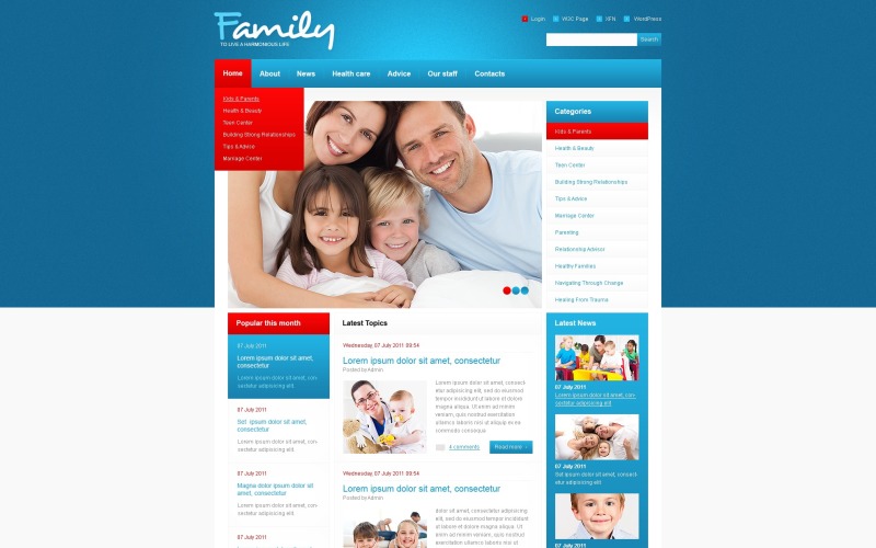 Бесплатная семейная тема WordPress и шаблон веб-сайта