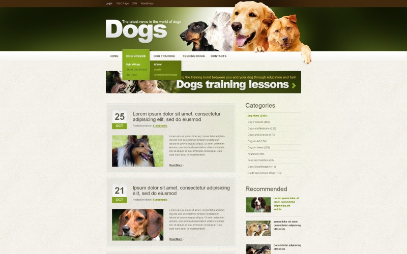 Бесплатная тема WordPress и шаблон сайта для собак