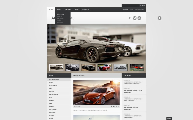 Бесплатная тема WordPress и шаблон веб-сайта Grey Car