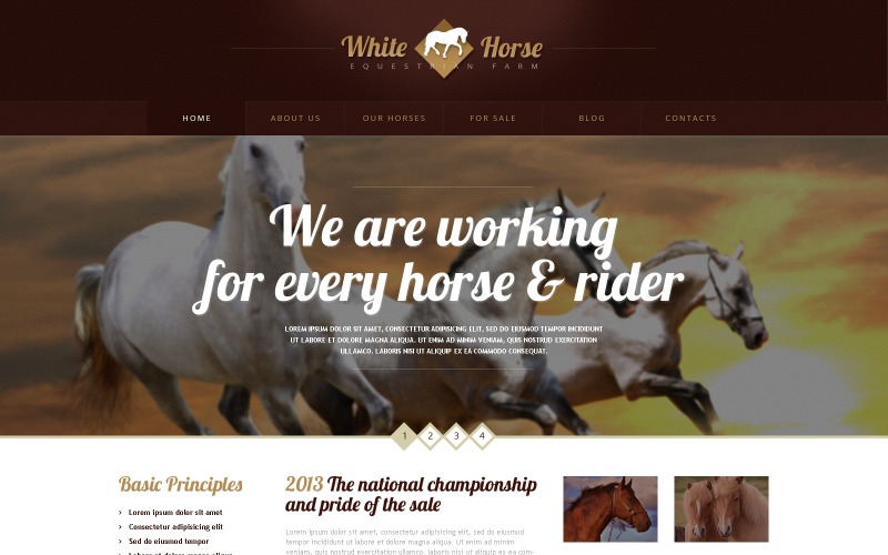 Darmowy motyw WordPress i szablon strony internetowej Gorgeous Horses