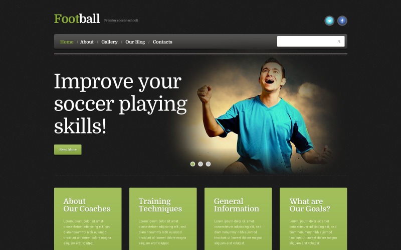 Darmowy responsywny motyw piłkarski WordPress i szablon strony internetowej