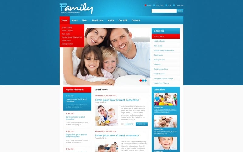 Darmowy rodzinny motyw WordPress i szablon strony internetowej
