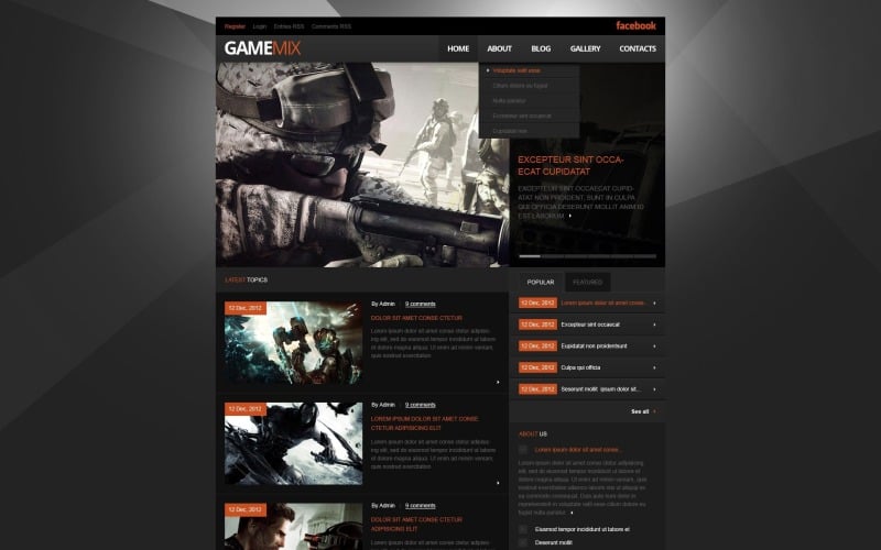 Free Gaming Portal WordPress Layout & Website Template