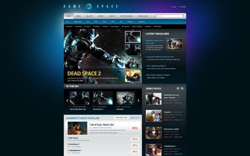 Download games and play free Website Template