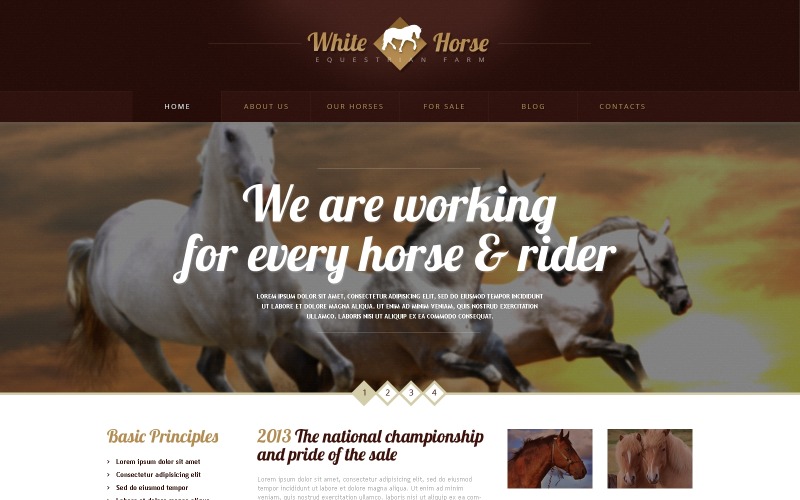 Gratis WordPress-tema och webbplatsmall för Gorgeous Horses