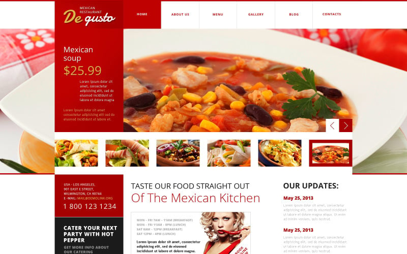 Gratis WordPress-thema en websitesjabloon voor plat Mexicaans restaurant