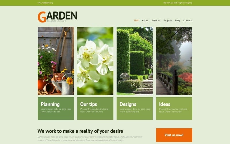 Kostenloses WordPress Theme & Website Template für Gartendesign