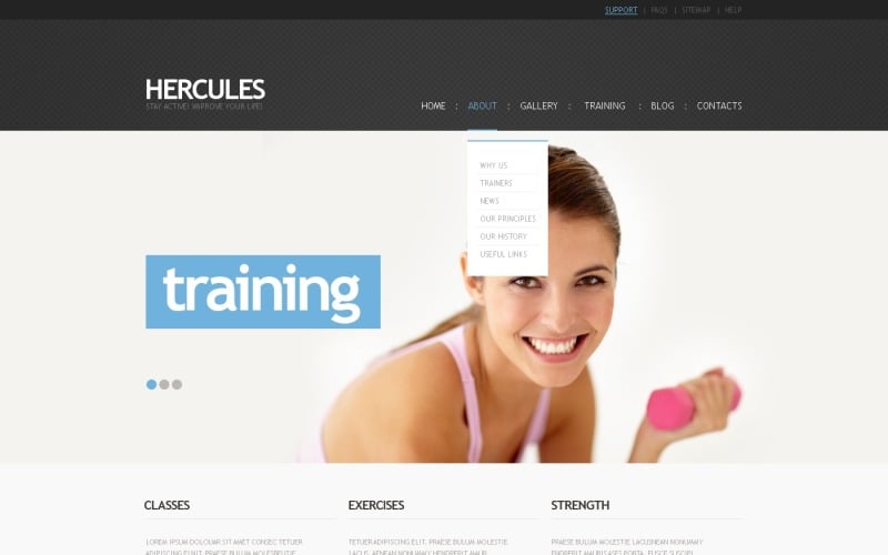 Layout WordPress gratuito per il fitness e modello di sito web