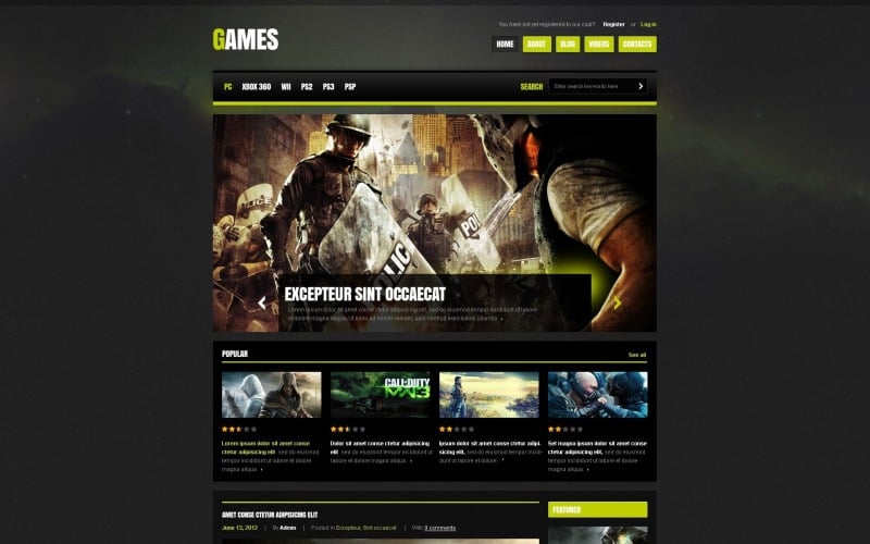 Mise en page WordPress et modèle de site Web de jeux gratuits