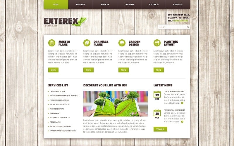 Plantilla de sitio web y tema de WordPress de diseño exterior gratuito