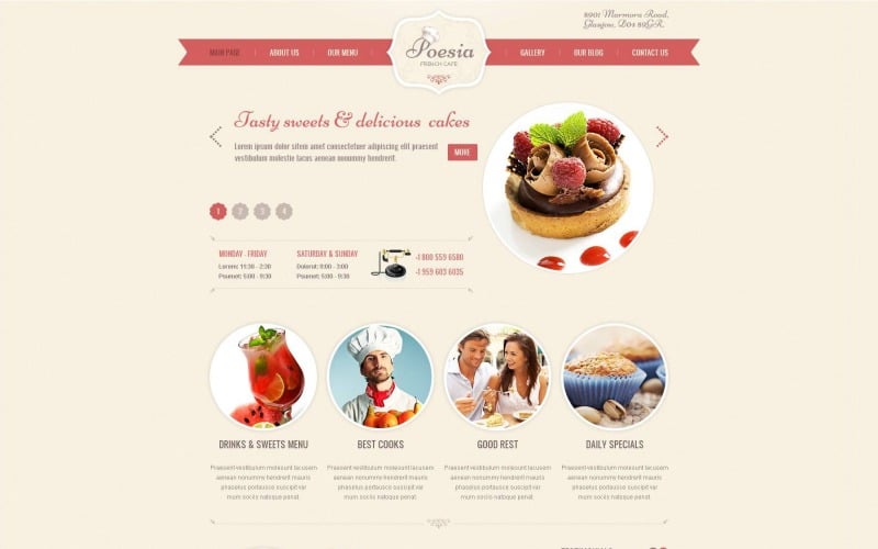 Plantilla de sitio web y tema de WordPress para restaurante francés gratis