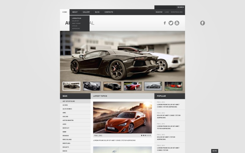 Šablona WordPressu a webové stránky zdarma pro šedé auto
