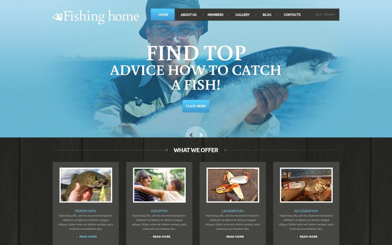 Temi e modelli di siti Web responsive per la pesca gratuiti