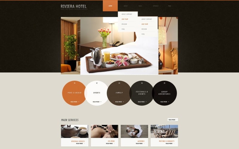 Бесплатные отели WordPress макет и шаблон веб-сайта