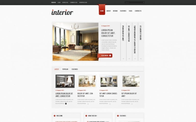 Безкоштовний макет WordPress та шаблон веб -сайту для внутрішнього дизайну