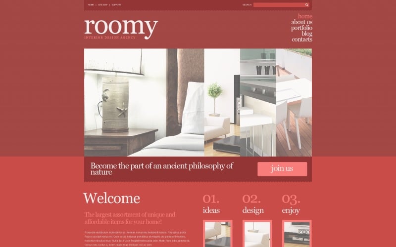 Diseño de interiores gratuito Plantilla de sitio web y diseño de WordPress receptivo