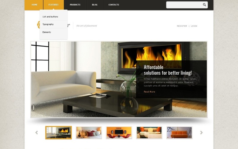 Diseño de interiores gratuito Plantilla de sitio web y diseño de WordPress