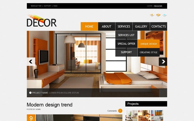 Free Home Decor WordPress Website Layout & Website Template