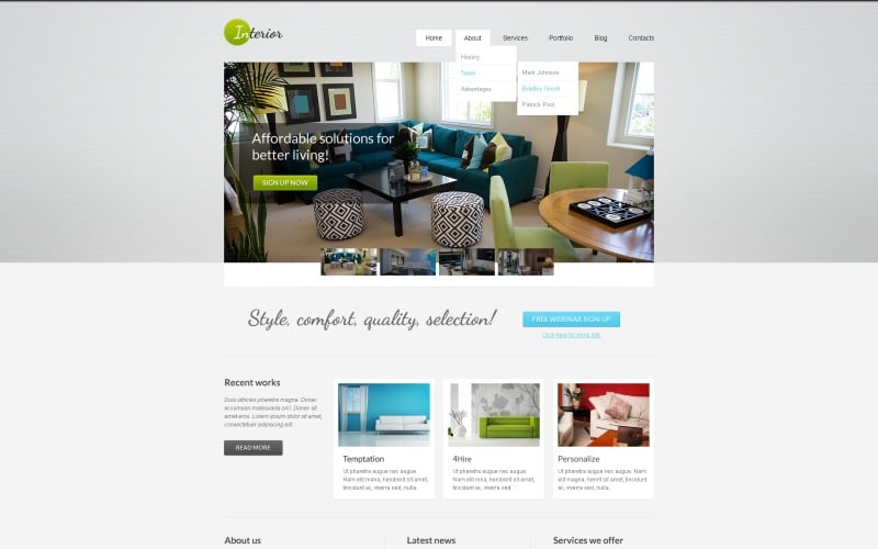 Free Interior & Furniture WordPress Layout & Website Template