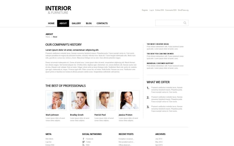 Free Interior And Furniture WordPress Theme & Website Template